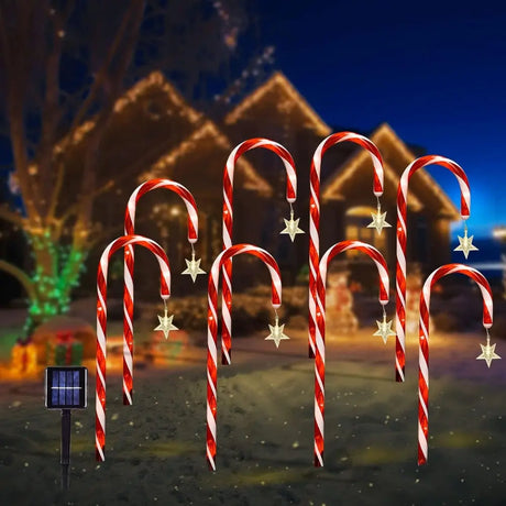 5PCS Set Solar Cane Light Outdoor Waterproof Christmas Candy Ground Light Garden
