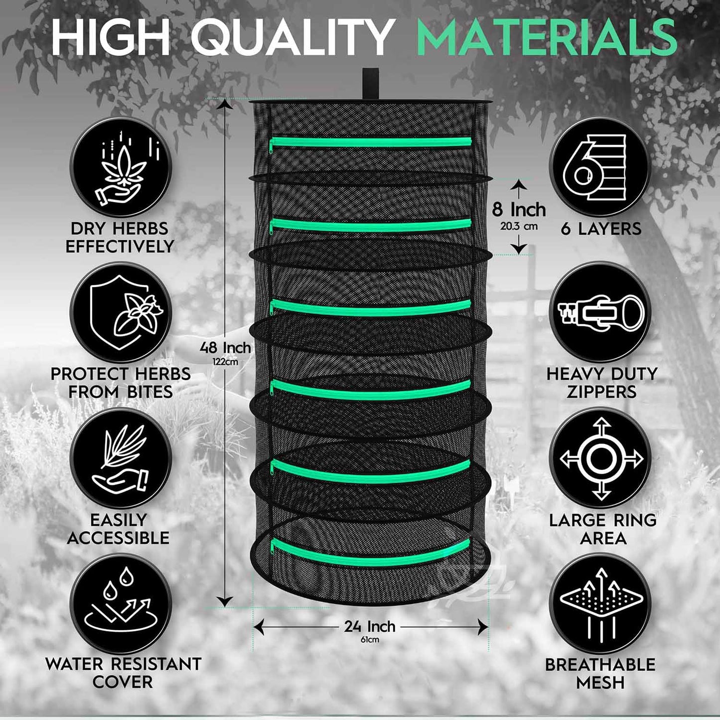 6-Layer 120cm Foldable Herb Vegetable Fruit Drying Dehydrating Rack Mesh Hanging Dryer Bonnyrigg Produce & Garden Supplies