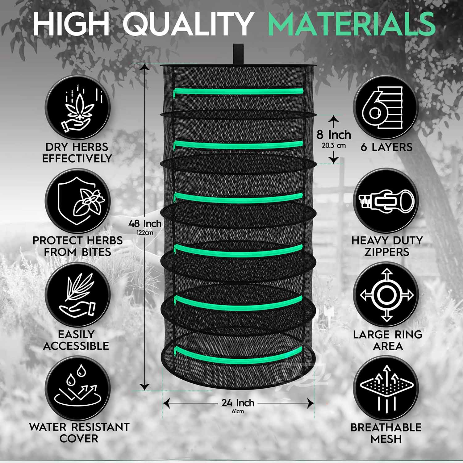 6-Layer 120cm Foldable Herb Vegetable Fruit Drying Dehydrating Rack Mesh Hanging Dryer Bonnyrigg Produce & Garden Supplies