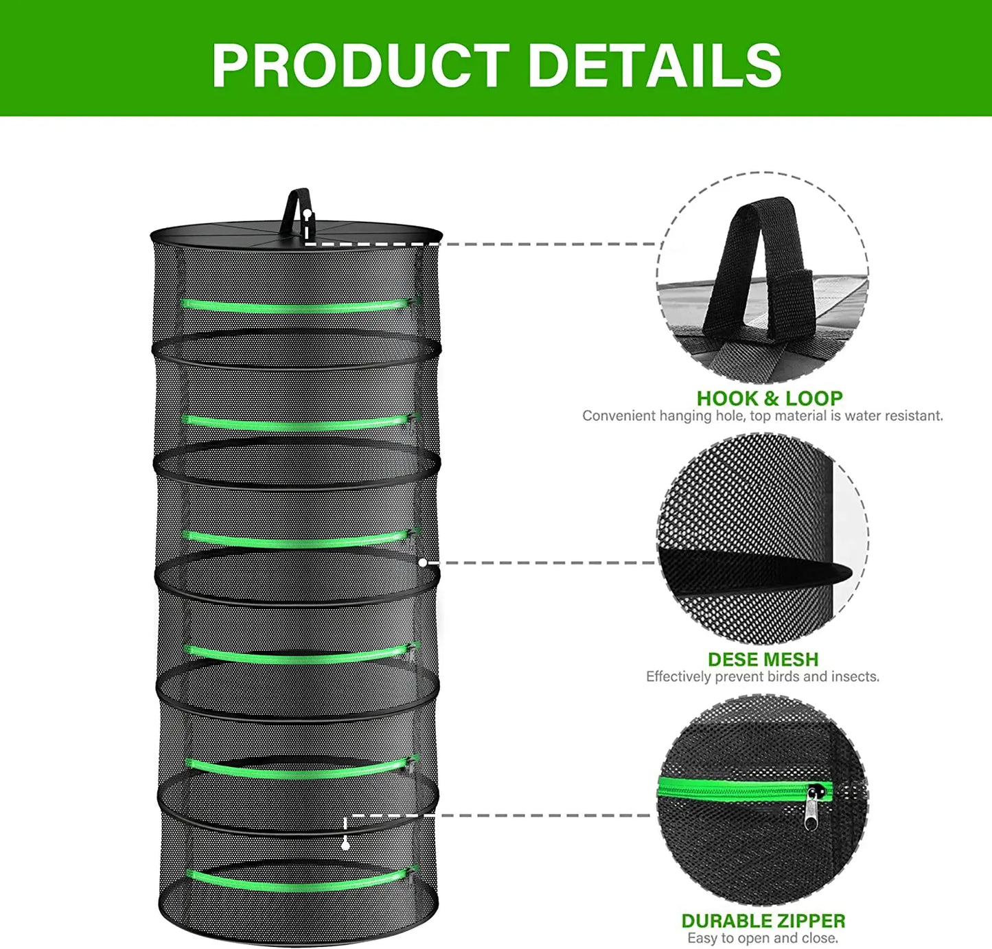 6-Layer 120cm Foldable Herb Vegetable Fruit Drying Dehydrating Rack Mesh Hanging Dryer Bonnyrigg Produce & Garden Supplies