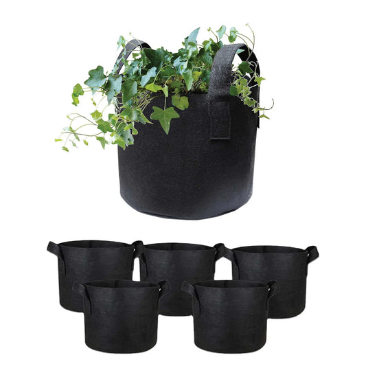 6 Pck 10 Gallon Fabric Flower Pots 38L Garden Planter Bags Black Felt Root Pouch Bonnyrigg Produce & Garden Supplies