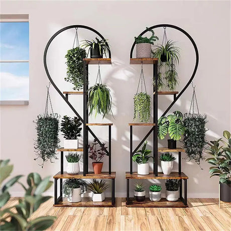 6 Tier Metal Plant Shelf Heart Shape Ladder Plant Stands