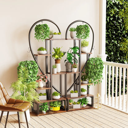 6 Tier Metal Plant Shelf Heart Shape Ladder Plant Stands
