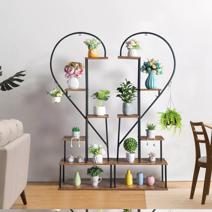 6 Tier Metal Plant Shelf Heart Shape Ladder Plant Stands