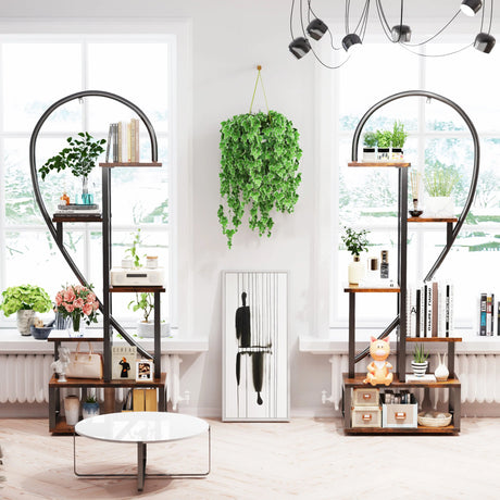 6 Tier Metal Plant Shelf Heart Shape Ladder Plant Stands