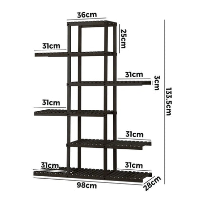 6 Tier Plant Stand Flower Pot Rack Black
