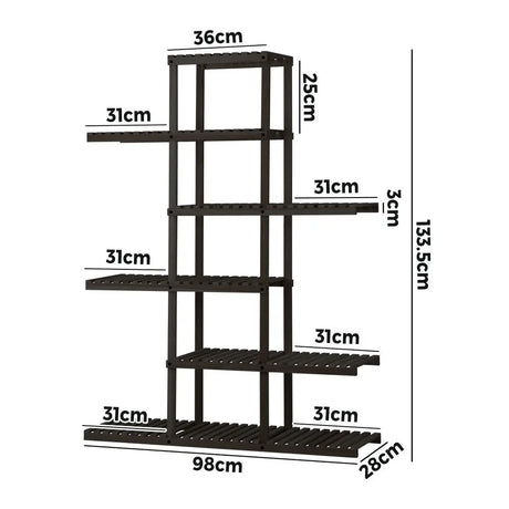 6 Tier Plant Stand Flower Pot Rack Black
