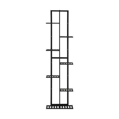 7-Tier Bamboo Plant Stand Staggered Shelves Black