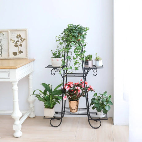 7 Tier Metal Plant Shelf Stand Multilayer Potted Display Rack Patio