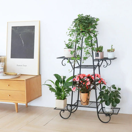 7 Tier Metal Plant Shelf Stand Multilayer Potted Display Rack Patio