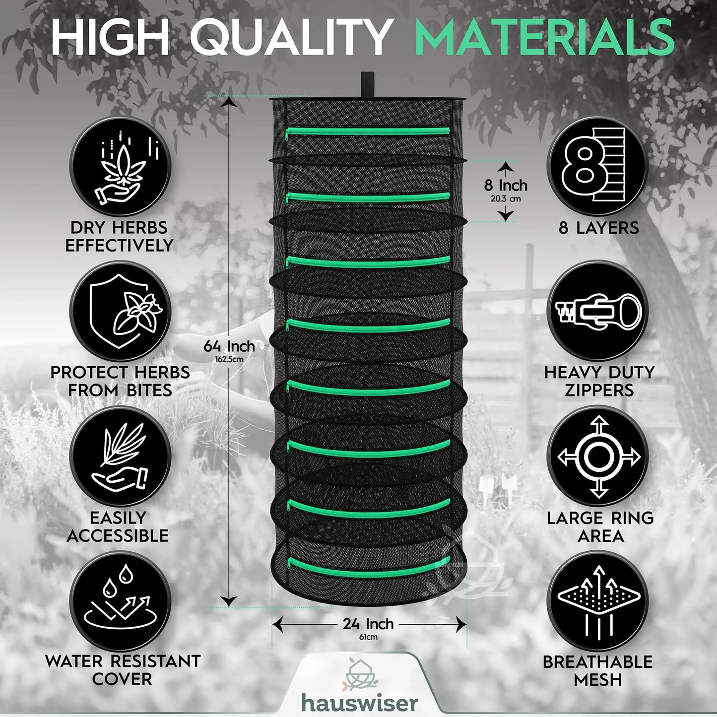 8-Layer 162cm Foldable Herb Vegetable Fruit Drying Dehydrating Rack Mesh Hanging Dryer Bonnyrigg Produce & Garden Supplies