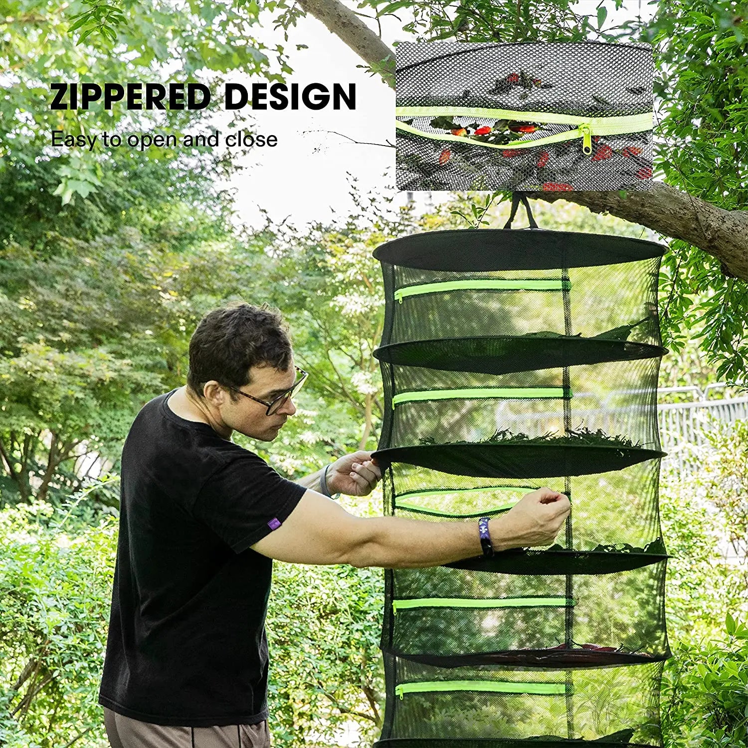 8-Layer 162cm Foldable Herb Vegetable Fruit Drying Dehydrating Rack Mesh Hanging Dryer Bonnyrigg Produce & Garden Supplies
