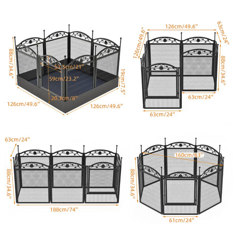 8-Panel DIY Heavy Duty Dog Playpen with Waterproof Pad