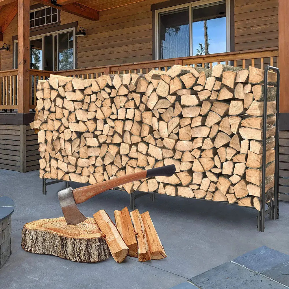 8ft Metal Firewood Rack Adjustable Outdoor Wood Stacker - Bonnyrigg ...