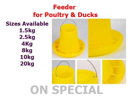 8kg Yellow Poultry Feeder – Heavy Duty Chicken Feeder for Coop or Farm Use Bonnyrigg Produce & Garden Supplies