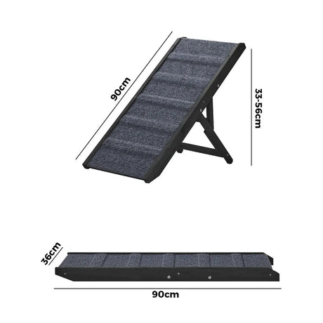 Adjustable Height Foldable Dog Pet Ramp 90cm: Non-Slip Wooden Ramp for Beds
