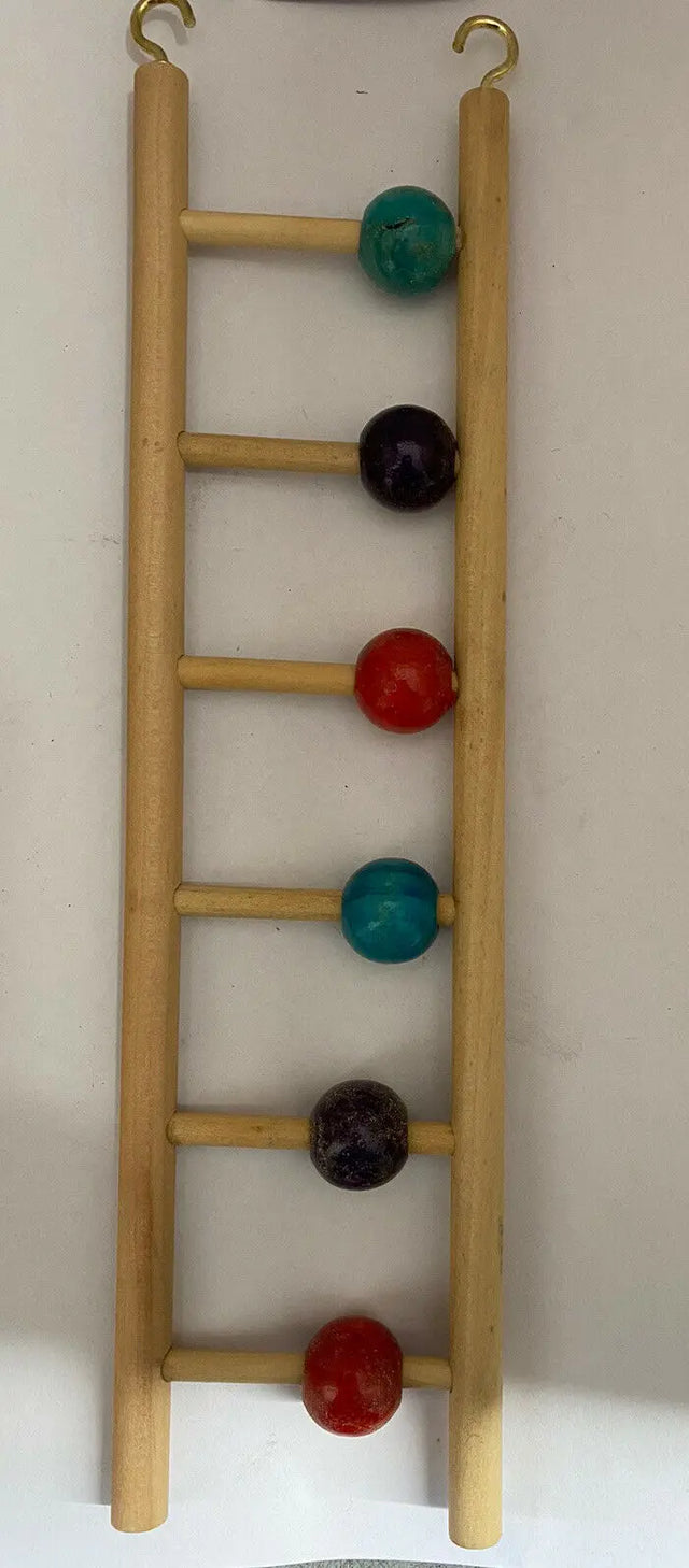 BIRD TOYS 1 PCS - WOODEN 6 STEPS LADDER WITH BEADS