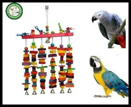 Bird Toys -6 Rods Wood Blocks Toy Jumbo-Size65x40cm BLT042