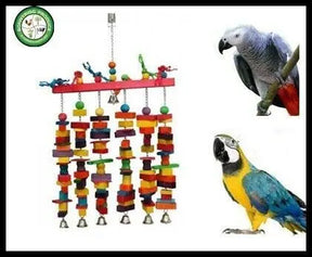 Bird Toys -6 Rods Wood Blocks Toy Jumbo-Size65x40cm BLT042