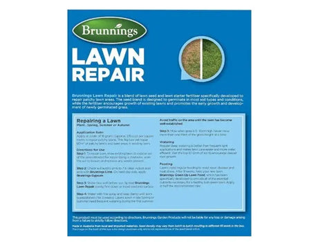 Brunnings Lawn Repair 1kg – Seed & Starter Fertiliser for Bare Lawn Patches
