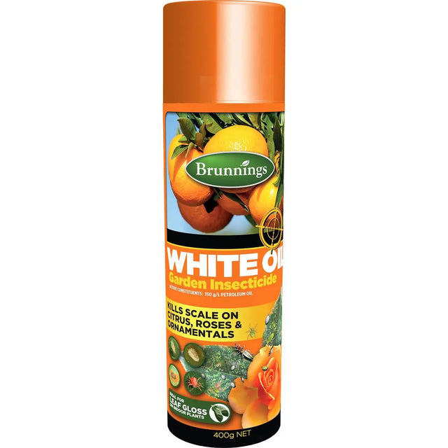 Brunnings White Oil Aerosol 400g – Scale & Insect Spray for Citrus, Roses & Ornamentals
