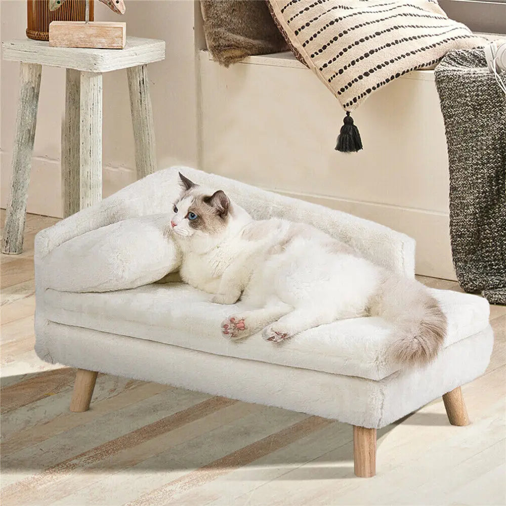 L-Shape Pet Sofa Bed with Cushion | Raised Dog & Cat Bed