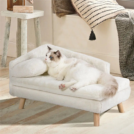 L-Shape Pet Sofa Bed with Cushion | Raised Dog & Cat Bed