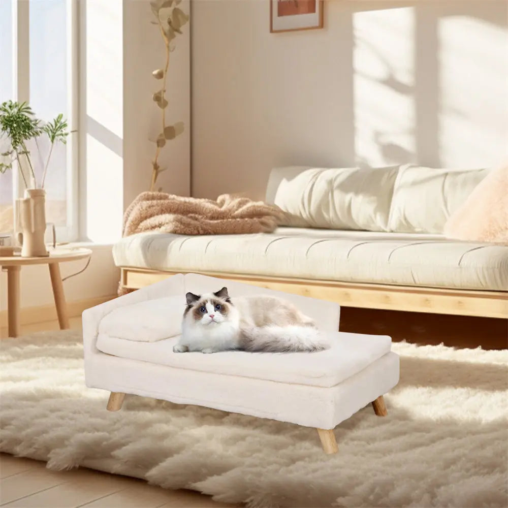 L-Shape Pet Sofa Bed with Cushion | Raised Dog & Cat Bed