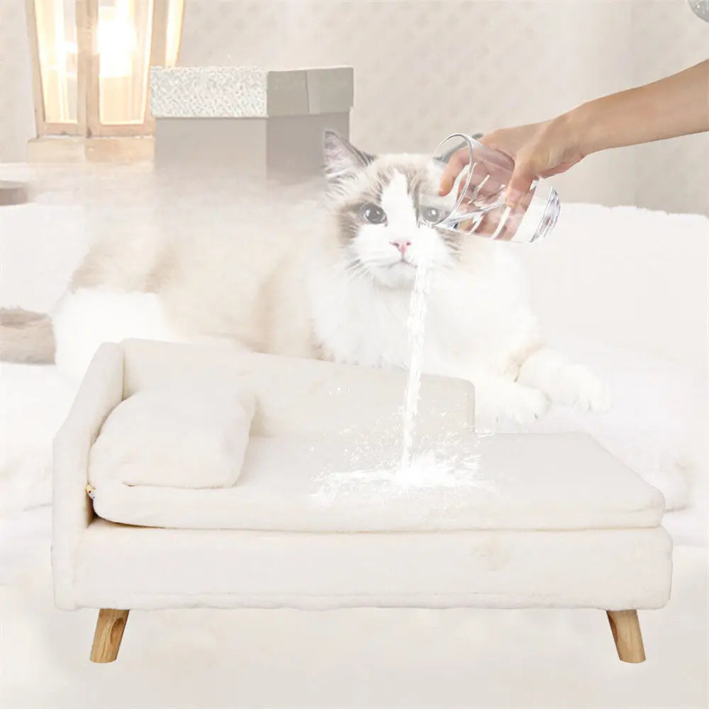 L-Shape Pet Sofa Bed with Cushion | Raised Dog & Cat Bed