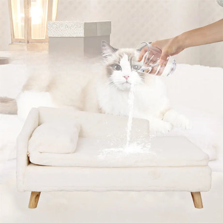 L-Shape Pet Sofa Bed with Cushion | Raised Dog & Cat Bed