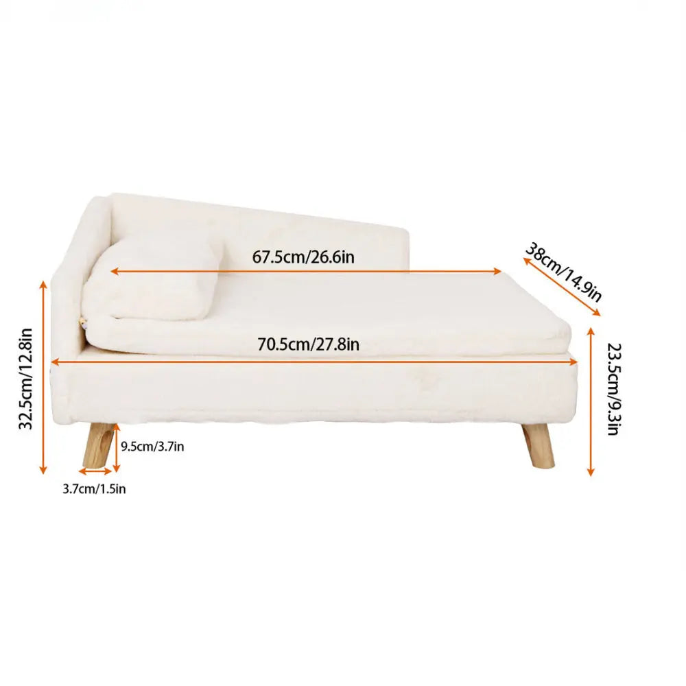 L-Shape Pet Sofa Bed with Cushion | Raised Dog & Cat Bed