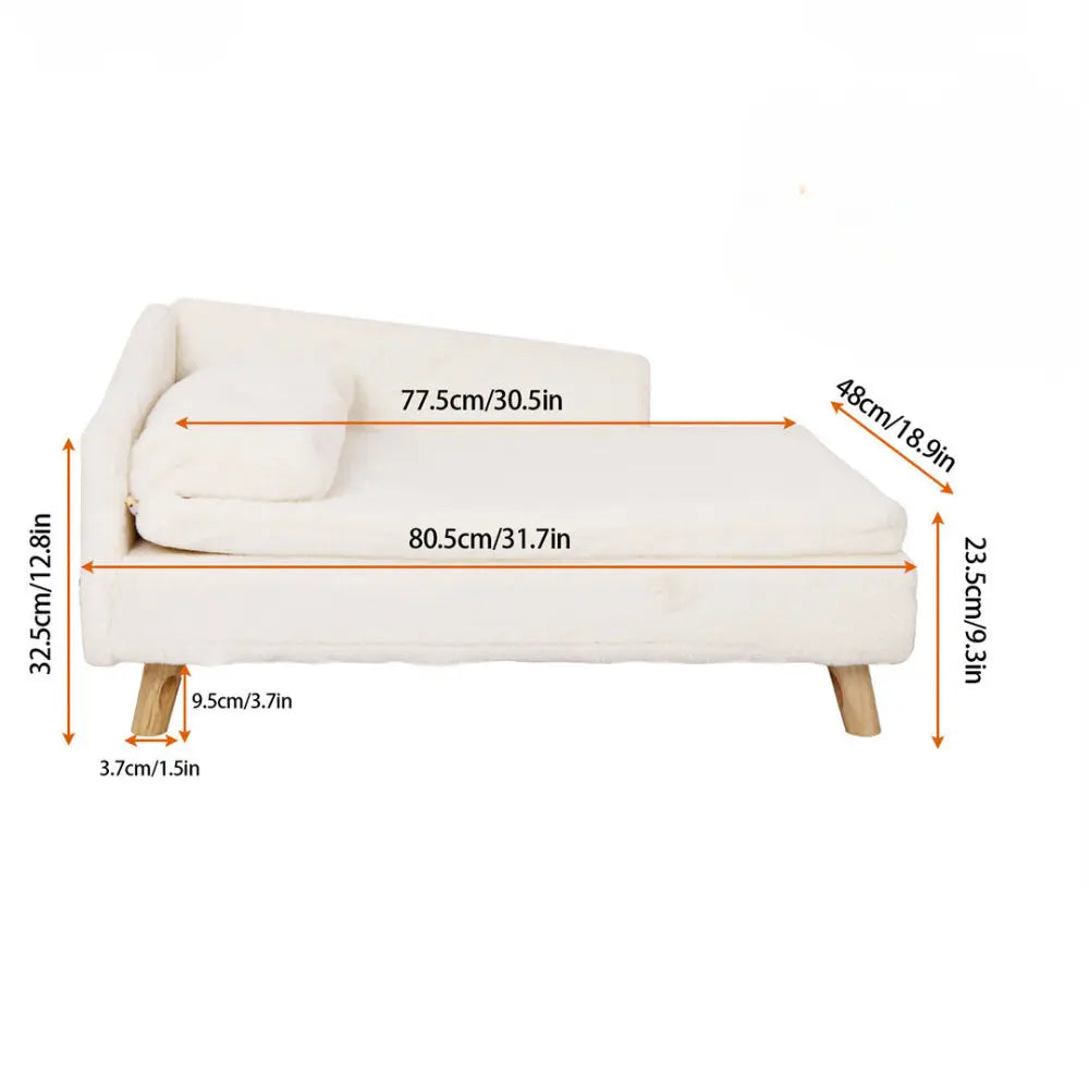 L-Shape Pet Sofa Bed with Cushion | Raised Dog & Cat Bed