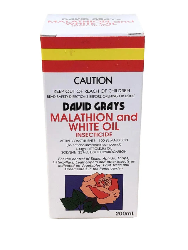 David Grays Malathion & White Oil Insecticide 200mL: Dual-Action Spray for Scale, Aphids & Mites