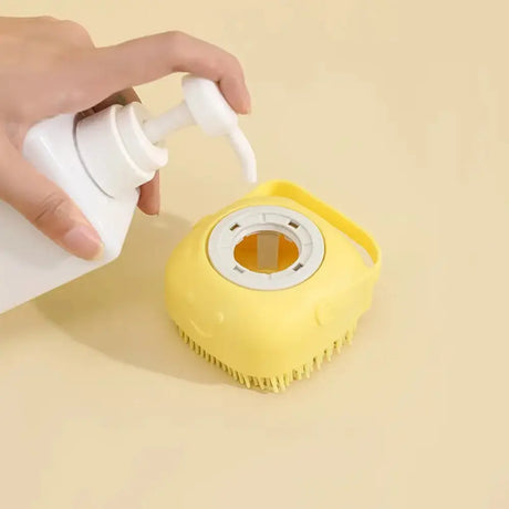 Dog Bathing & Massage Brush – Soft Silicone Brush with Shampoo Dispenser