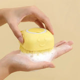 Dog Bathing & Massage Brush – Soft Silicone Brush with Shampoo Dispenser