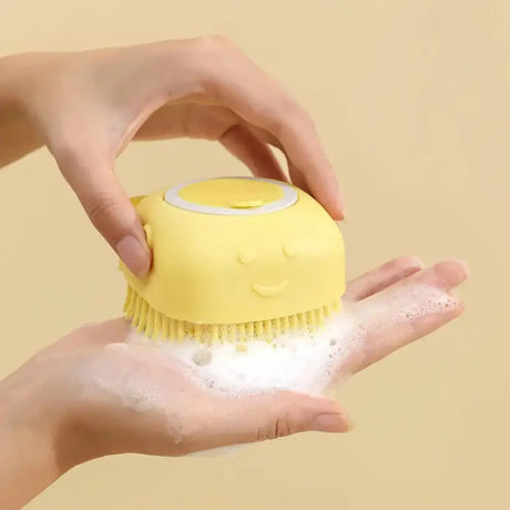 Dog Bathing & Massage Brush – Soft Silicone Brush with Shampoo Dispenser