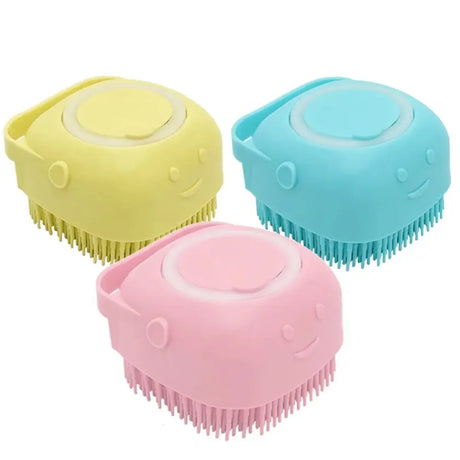 Dog Bathing & Massage Brush: Soft Silicone Brush with Shampoo Dispenser
