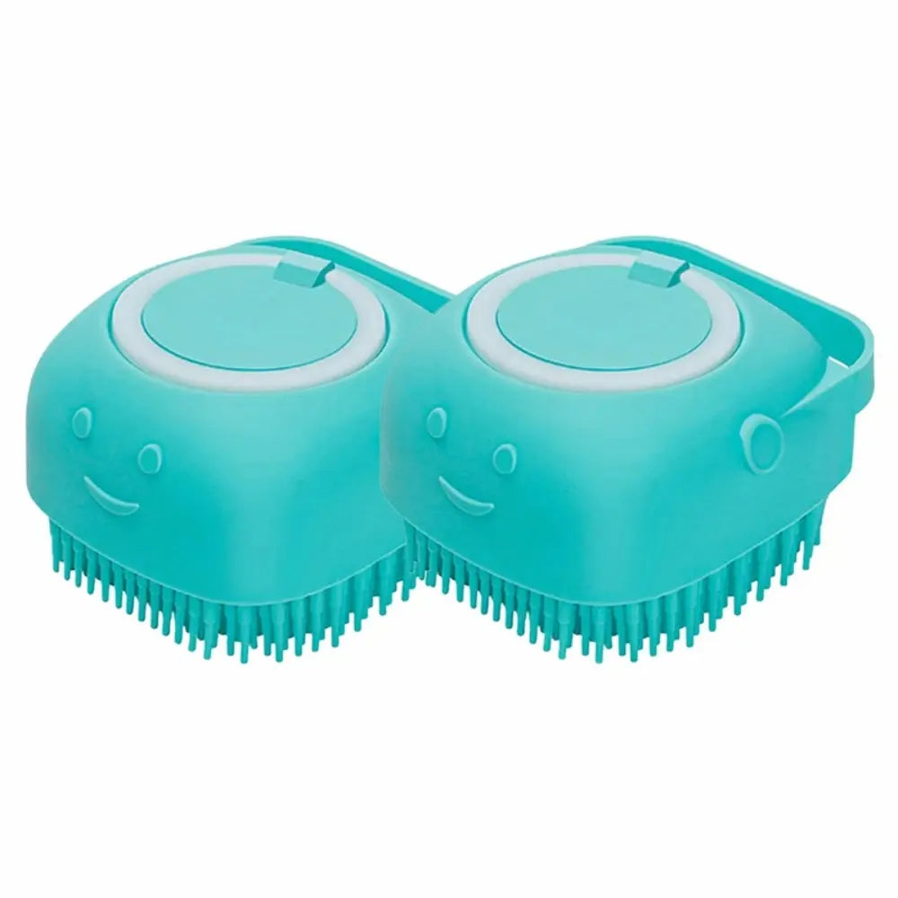 Dog Bathing & Massage Brush – Soft Silicone Brush with Shampoo Dispenser