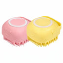 Dog Bathing &amp; Massage Brush: Soft Silicone Brush with Shampoo Dispenser