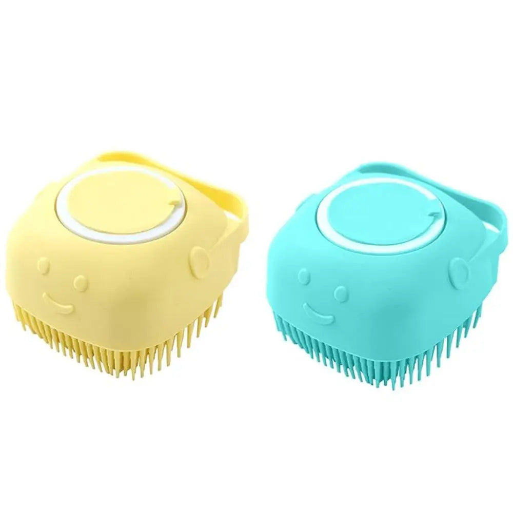 Dog Bathing &amp; Massage Brush: Soft Silicone Brush with Shampoo Dispenser