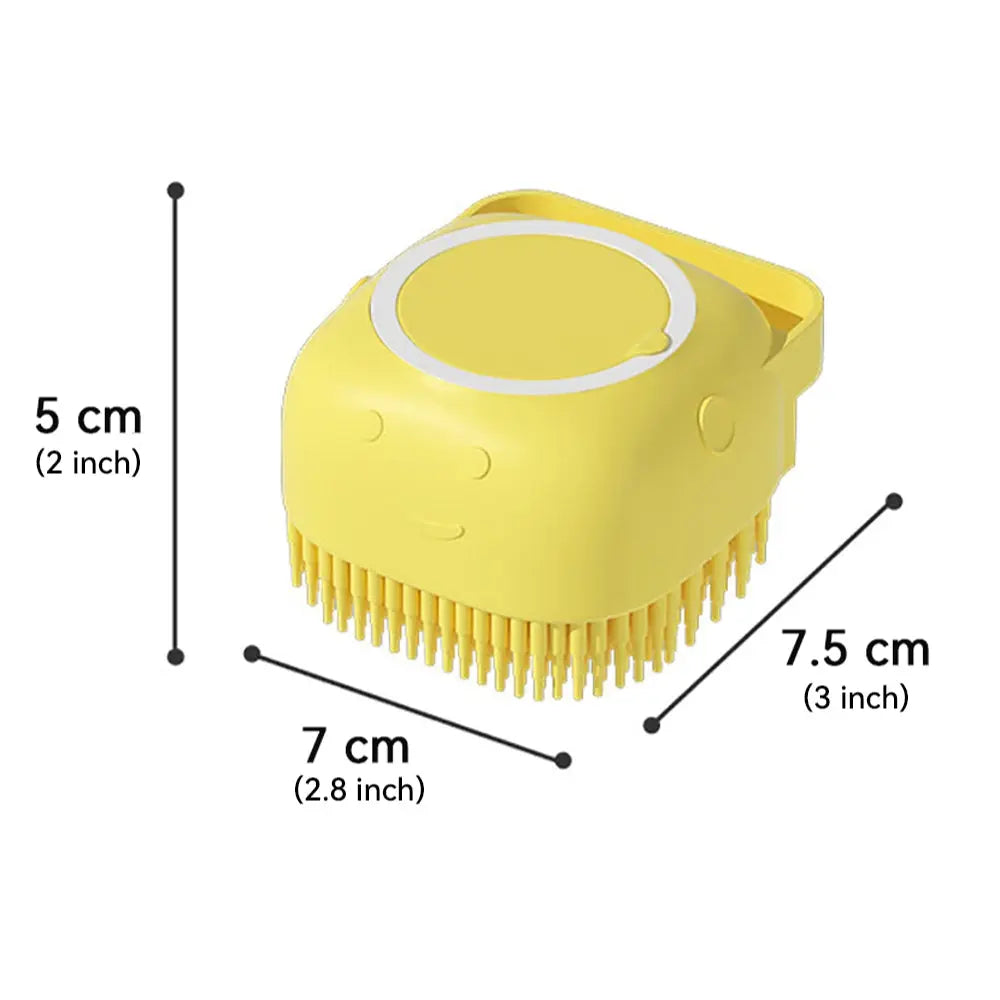Dog Bathing &amp; Massage Brush: Soft Silicone Brush with Shampoo Dispenser