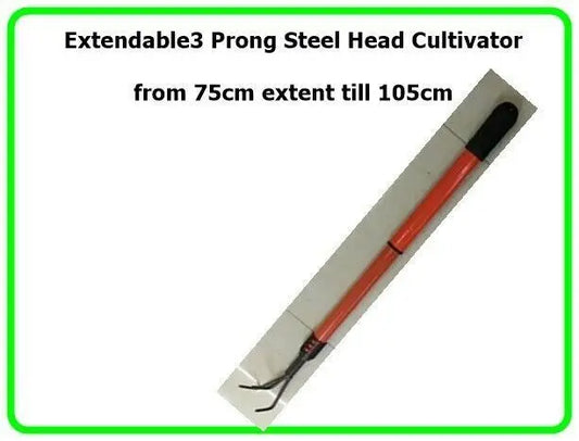 Extendable 3 Prong Steel Head Cultivator