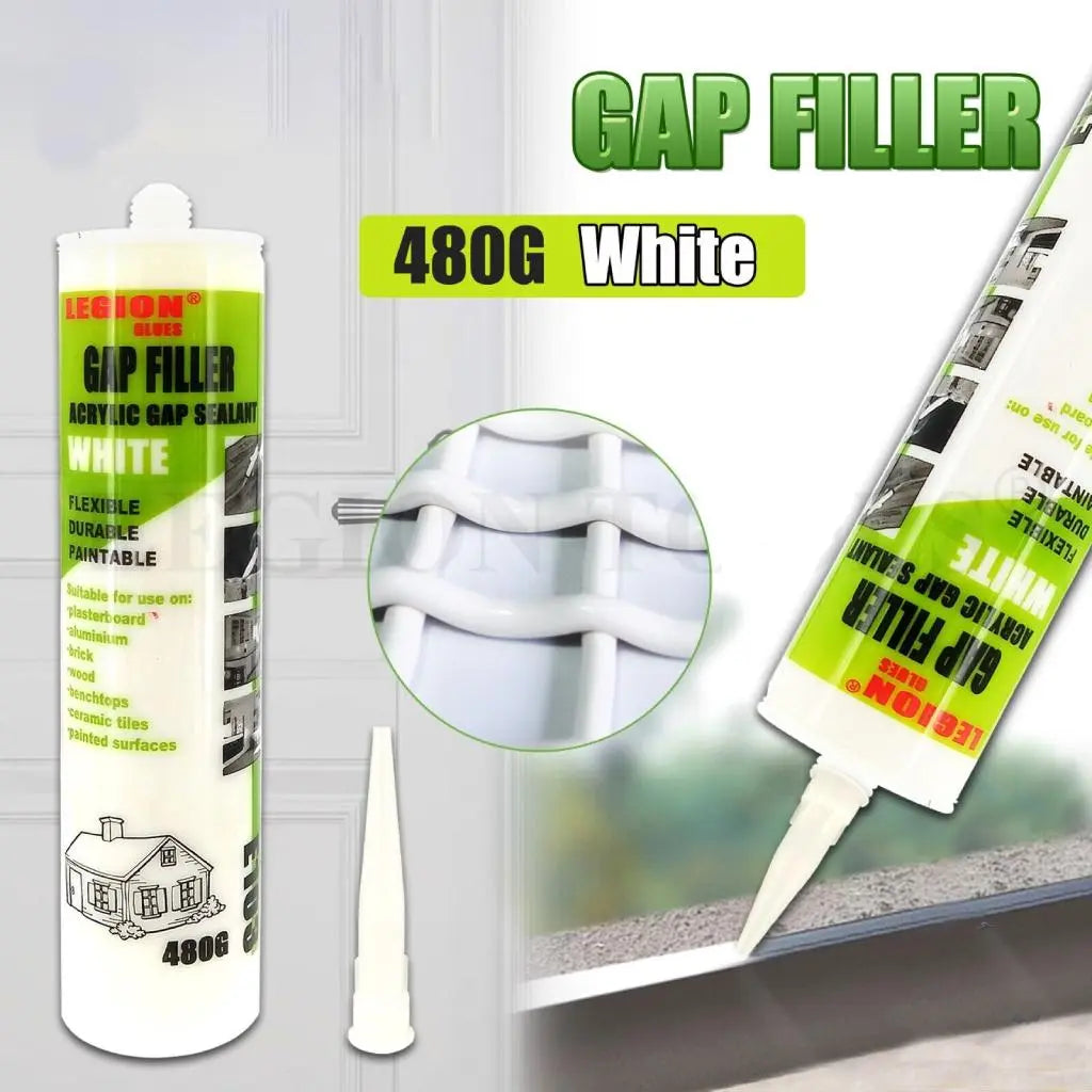 Flexible Gap Filler 480g White Cartridge Acrylic Sealant Legion