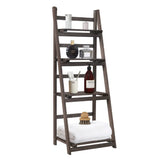 Folding 4 Tier Ladder Shelf Storage Shelving Unit Wooden Bookcase