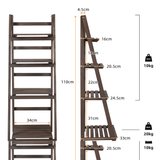 Folding 4 Tier Ladder Shelf Storage Shelving Unit Wooden Bookcase