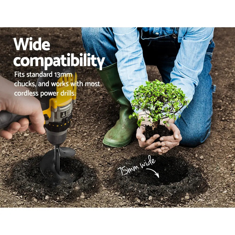 GIANTZ Power Garden Auger Small Earth Planter 75 X 600MM Black Bonnyrigg Produce & Garden Supplies