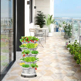 GREENHAVEN 5-Tier Stackable Planter, Indoor and Outdoor Gardening Planter with Removable Wheels and Tools