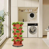 GREENHAVEN 5-Tier Stackable Planter, Indoor and Outdoor Gardening Planter with Removable Wheels and Tools
