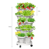 GREENHAVEN 5-Tier Stackable Planter, Indoor and Outdoor Gardening Planter with Removable Wheels and Tools