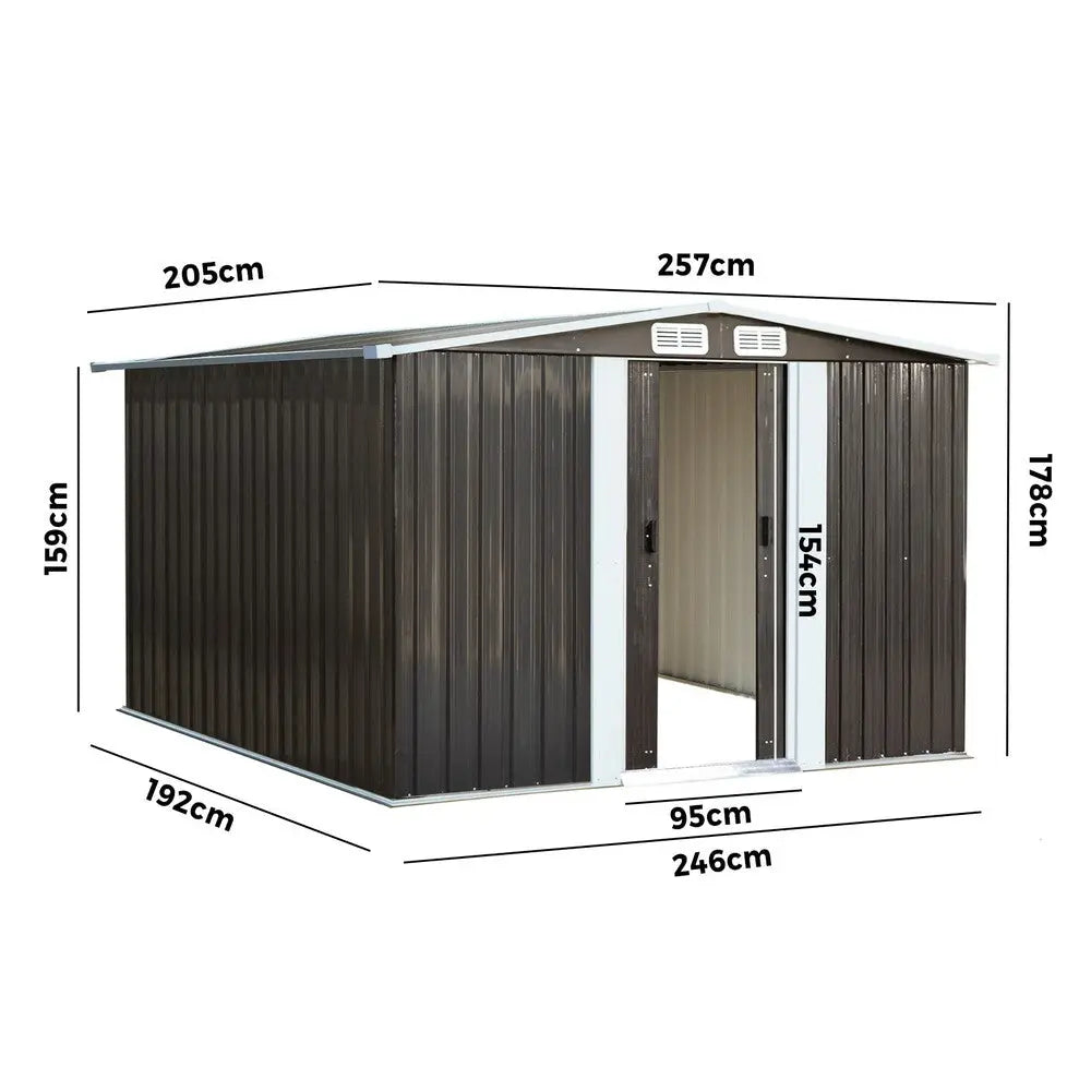 Garden Shed Workshop Cabin Metal House 2.57 by 2.05 m